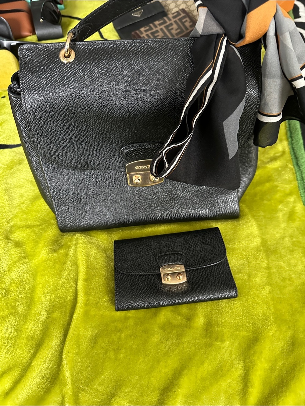 coach cross grain handbag and wallet